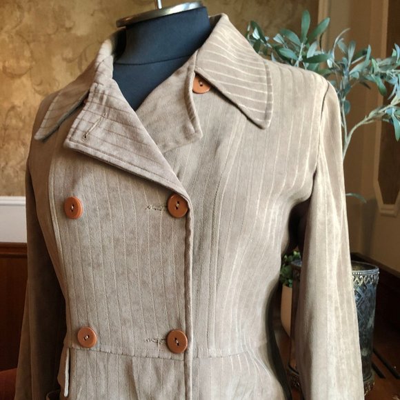 Women Double Breasted Trench Jacket With Lapel Collar, Small - Picture 4 of 12